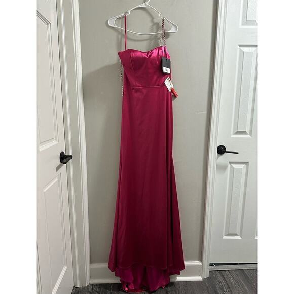 🔴Flaw Straps Ieena for Mac Duggal CHARMEUSE RHINESTONE STRAP TRUMPET GOWN‎ - Picture 1 of 10